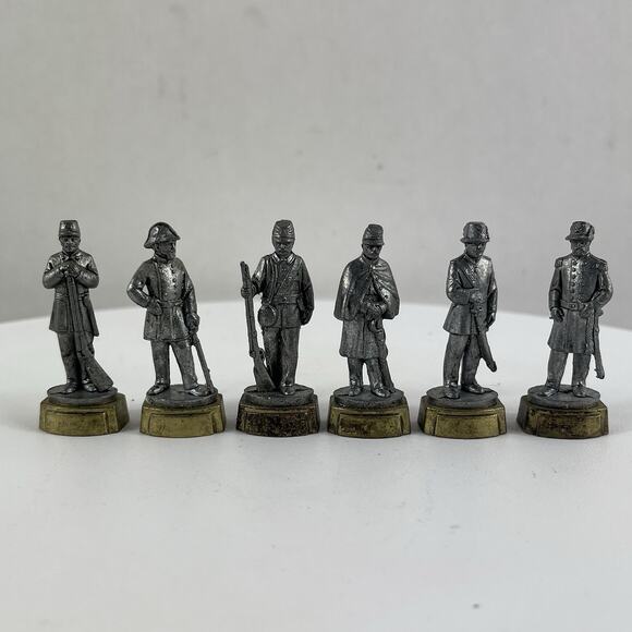 Six Civil War Soldiers Metal Pewter Finished Figures Measures 1-5/8" - Picture 1 of 13